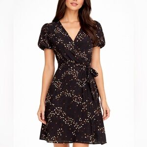 Jill Stuart Black Confetti Print Wrap Dress – Romantic Mini small